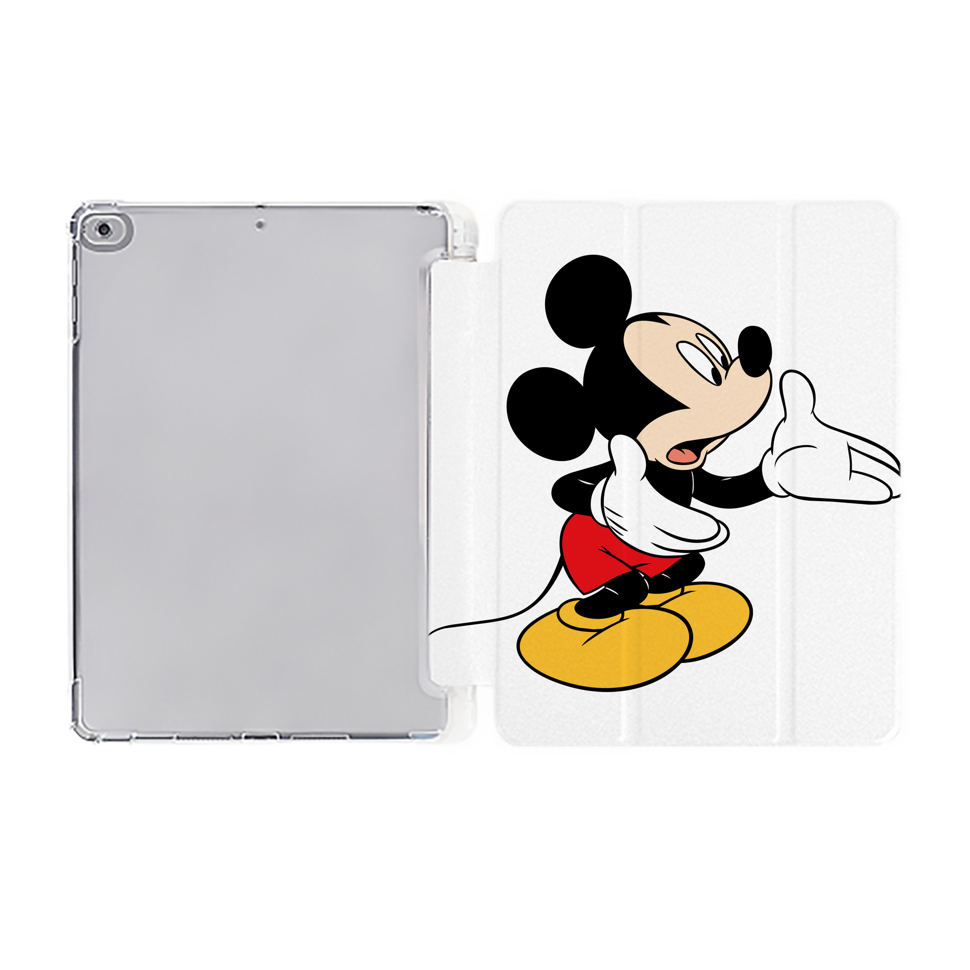 （画像用） ミッキーマウス Mickey Mouse IPad ケース ペン収納付き 三つ折りスタンド PUレザー×シリコン 対応機種9.5/10.5/10.9インチ